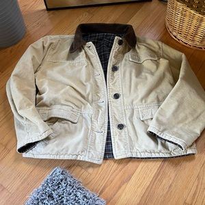 Reversible suede plaid jacket